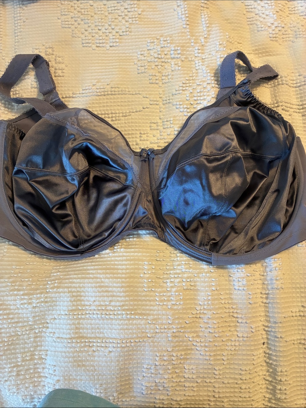 Goddess Satin Full Cup Underwire Bra in Charcoal Gray